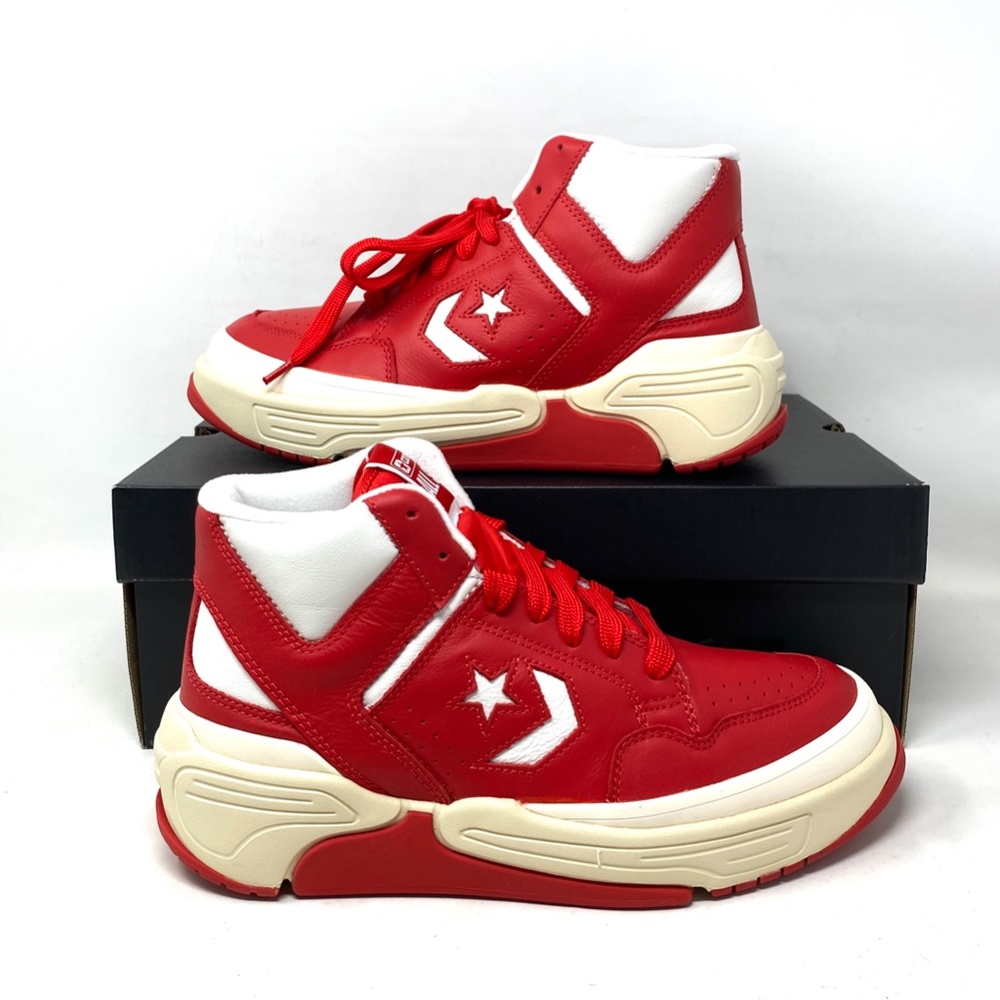 Converse Weapon CX Varsity Leather Shoes Women's Red White Mid Sneakers 172355C - Picture 4 of 11